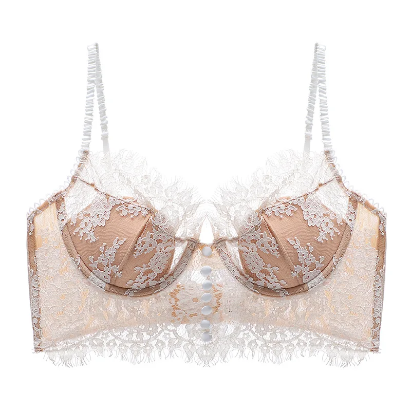 Sexy lace French new strappy bra, backless underwear, women's retro thin vest bra