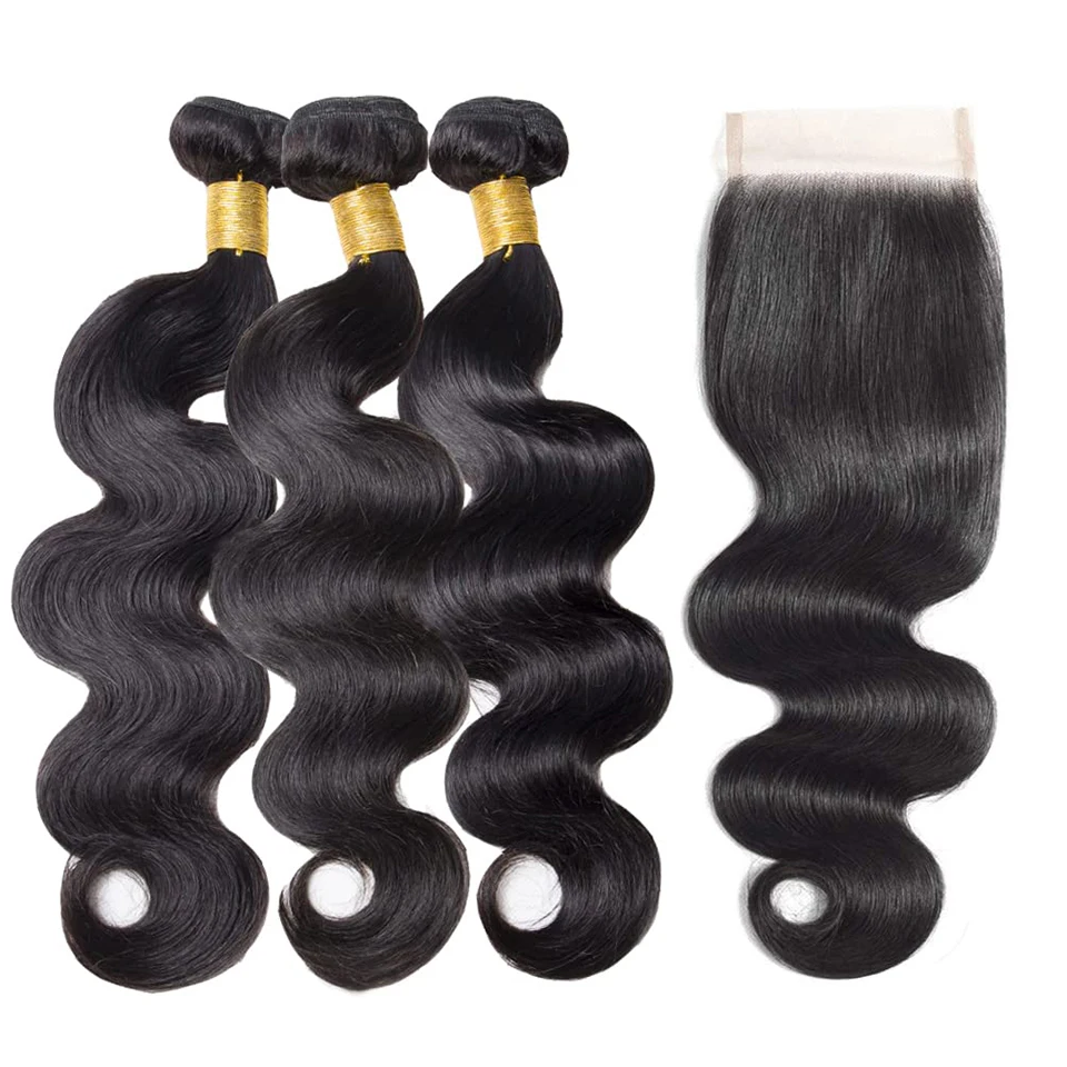 

SVT Malaysian Body Wave Lace Frontal Closure With Bundles 100% Human Hair Bundles With 4x4 Lace Closure Remy Hair Extensions