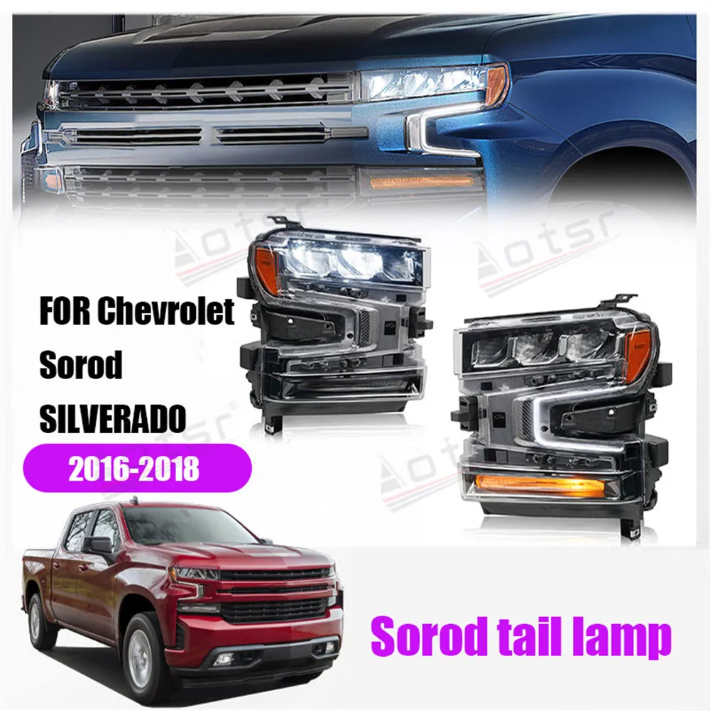 

2023 Newest QLED Car Headlights Assembly FOR CHEVROLET Silverado 2016 2017 2018 Head LAMP LED Running Brake Light Car Asseories