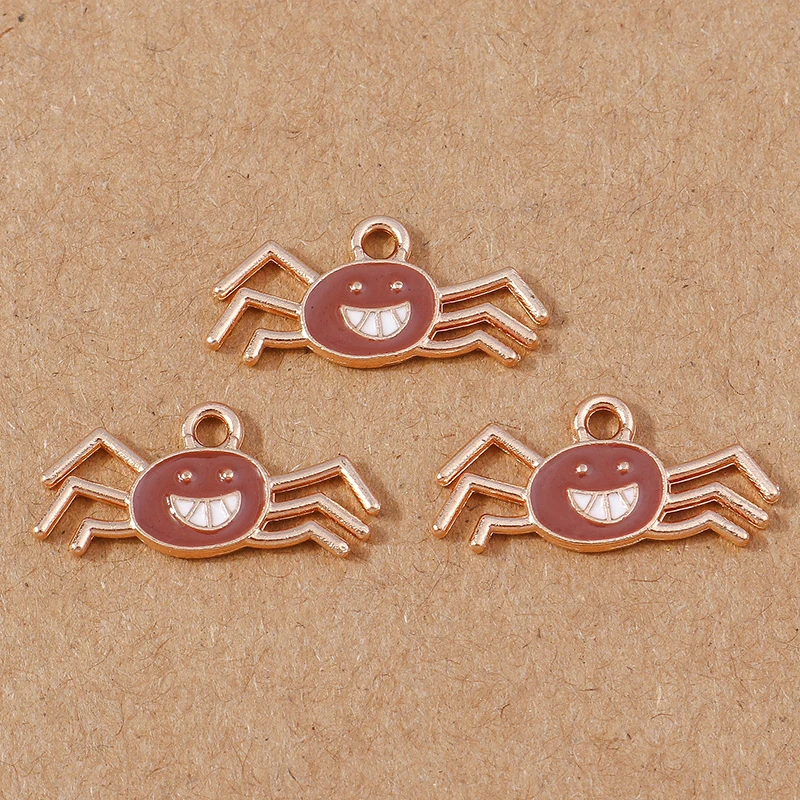 10 Stück süße Emaille-Spinnen-Charm-Anhänger für Halskette, Ohrringe, DIY-Armband, handgefertigte Schmuckherstellung, Zubehör, Zubehör – Detail 7