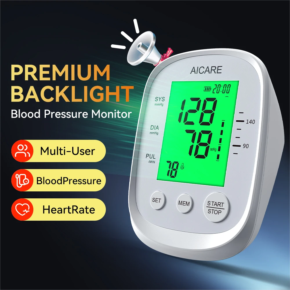 English Voice Upper Arm Automatic Blood Pressure Monitor High Accurate BP Monitors Backlit LED 3Colors Digital Sphygmomanometer blood pressure monitor blood pressure meter
