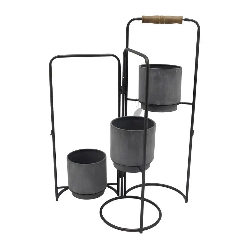 

Black 16" Wide 3-Tier Foldable Metal Planter Pots