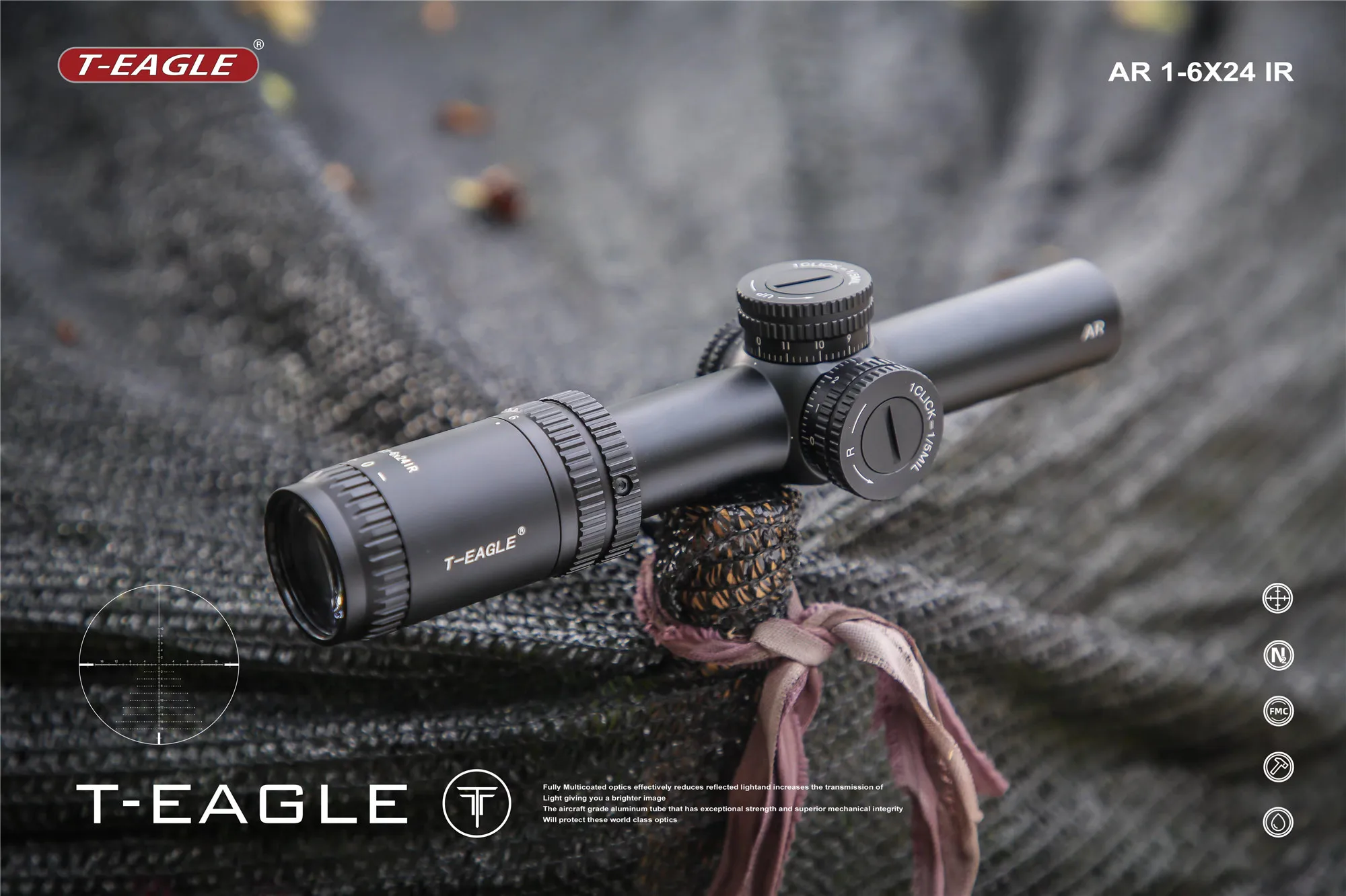 

TEAGLE Optics Sight Riflescope Fits Airgun Airsoft For Hunting Scope With Mounts Optics For Pneumatics AR1-6X24 IR