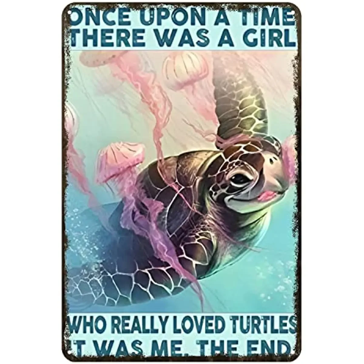 

New Metal Sign Turtle Jellyfish Underneath The Ocean Retro Decor Tin Home Kitchen Bar Cafe Club Cave Wall Decor Turtle Tin Sign