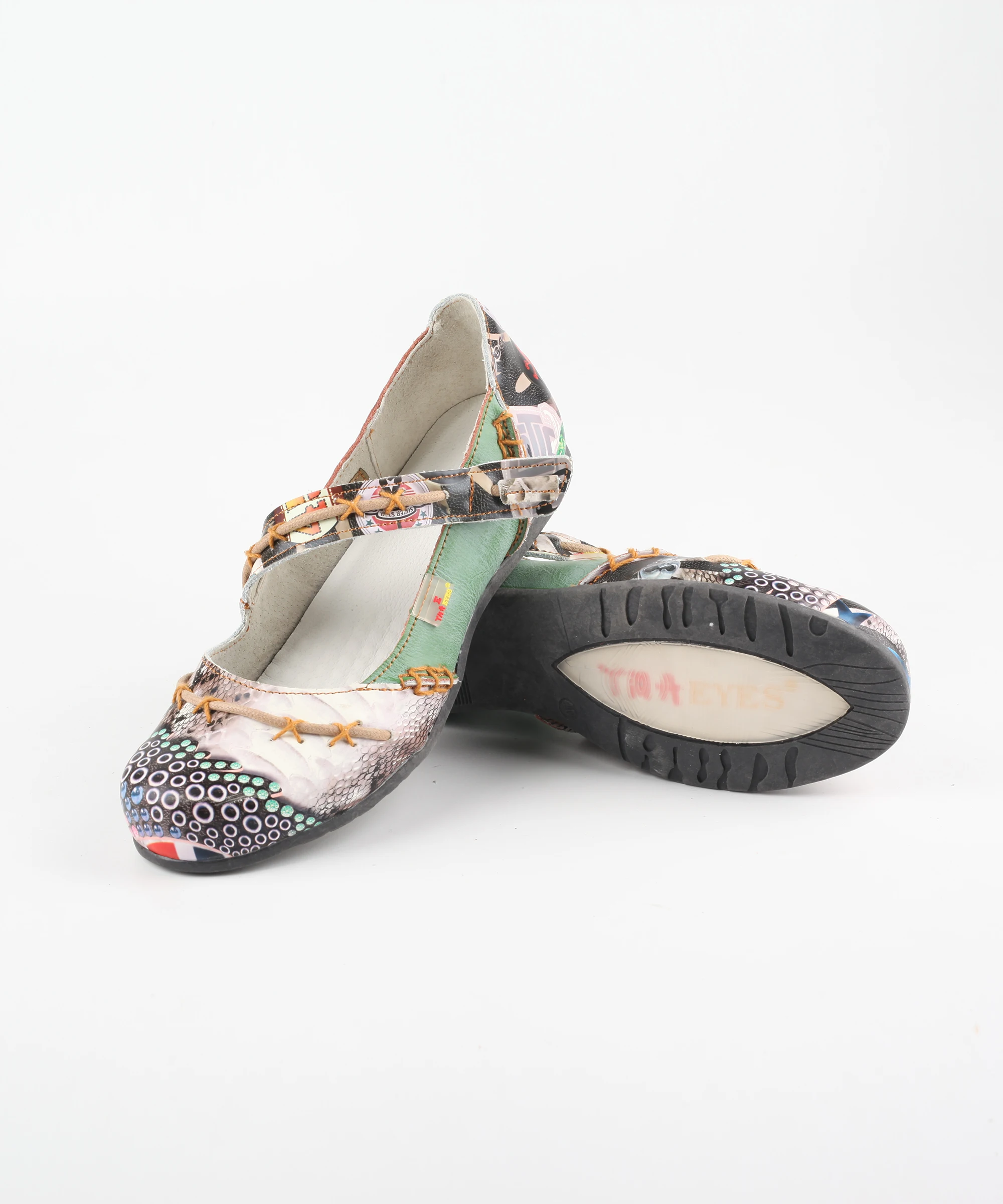 Tma Eyes Frauen ethnischen einzigartigen Mix und Match Leder Open-Back-Sandalen – Detail 4
