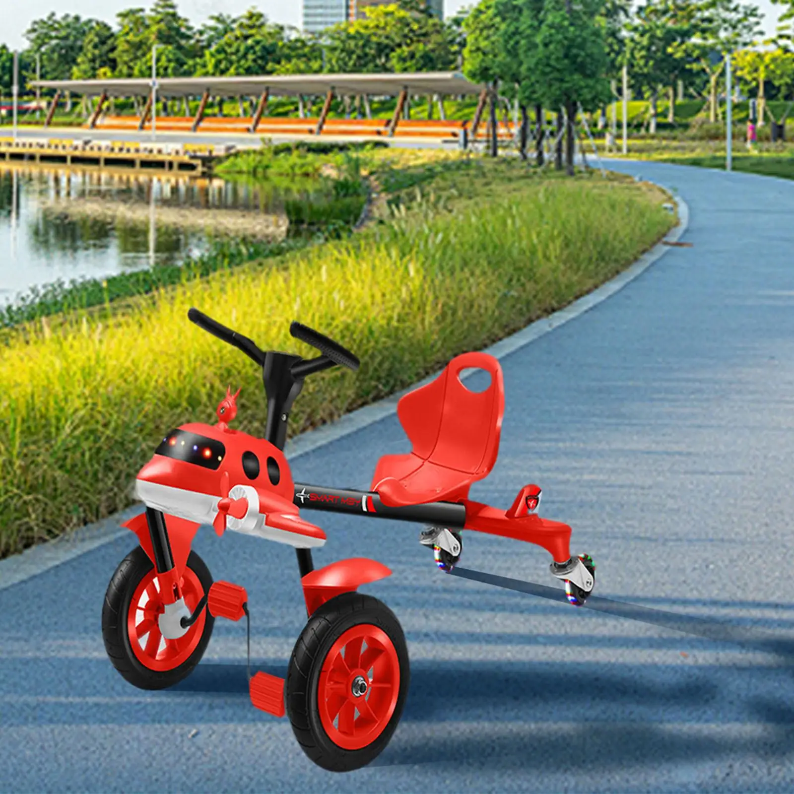 Drifting Go Kart Portable Classic Colorful Lights Adjustable Electric Go Kart Scooter for Kids for Children Kids 8-12 Years Old