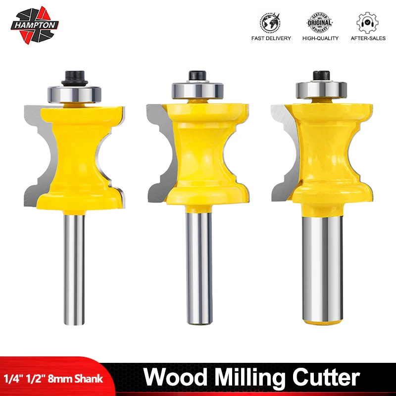 HAMPTON Holzfräser 1/4 Zoll 1/2 Zoll 8 mm Schaft Bullnose Perlensäule Gesichtsformfräser Zapfenfräser für die Holzbearbeitung