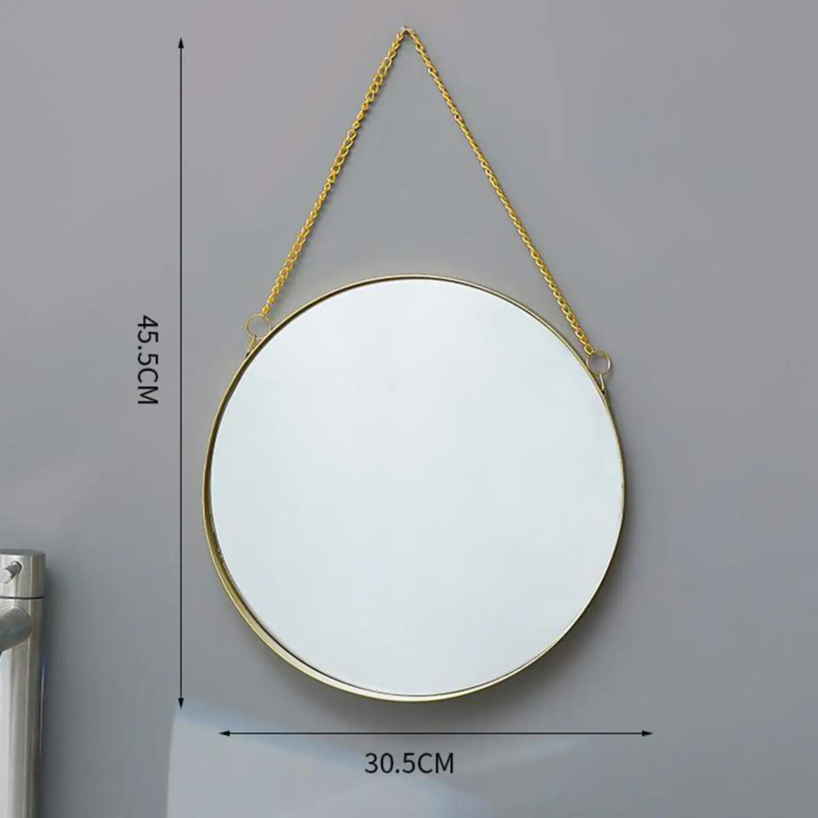 Wall Hanging Mirror Round Wall Mirror for Makeup Dressing Room Golden for Wardrobe