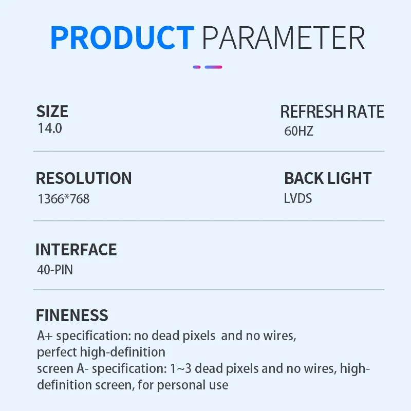 Polegada Matriz de Exibição Nova Substituição para Lp140wh2-tlf1 B140xtn03.1 B140xtn02.2 B140xtn02.3 B140xtn02.51366x768 40pin Tela do Laptop Lcd 14 - Imagem 4