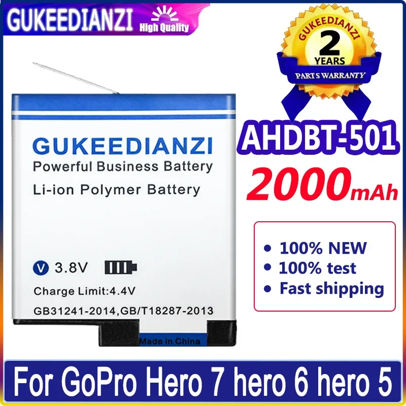 Gukeedianzi 2000Mah Ahdbt-501 Batteria Per Gopro Hero 5/6/7 Per Go Pro Hero 5 Hero 6 Hero 7 Black Hero 2018 Per Accessori Gopro