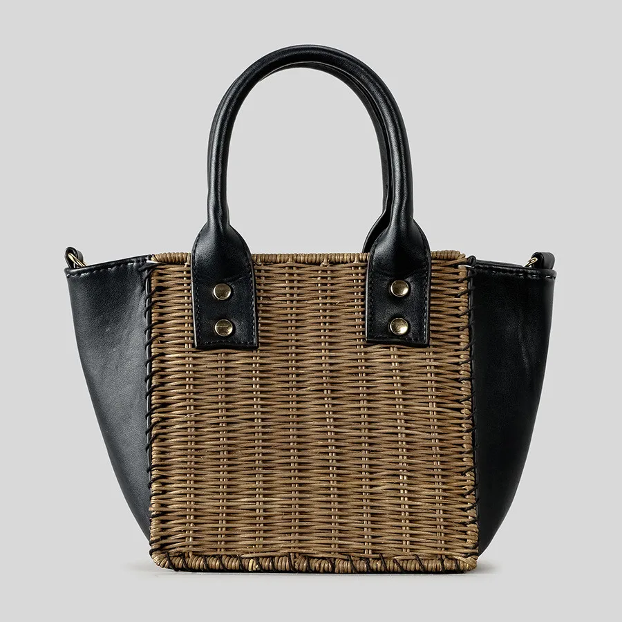 Casual Large Capacity Striped Tote Bag Faux Straw Women Handbags Summer Beach Woven Bags Big Shopper Purses for Holiday 2025