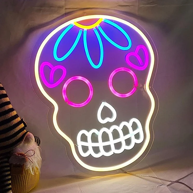 

1 PCS Custom Wedding Neon Skull Style Sign Party Wall Decor Sign Home Room Decoration EU Plug