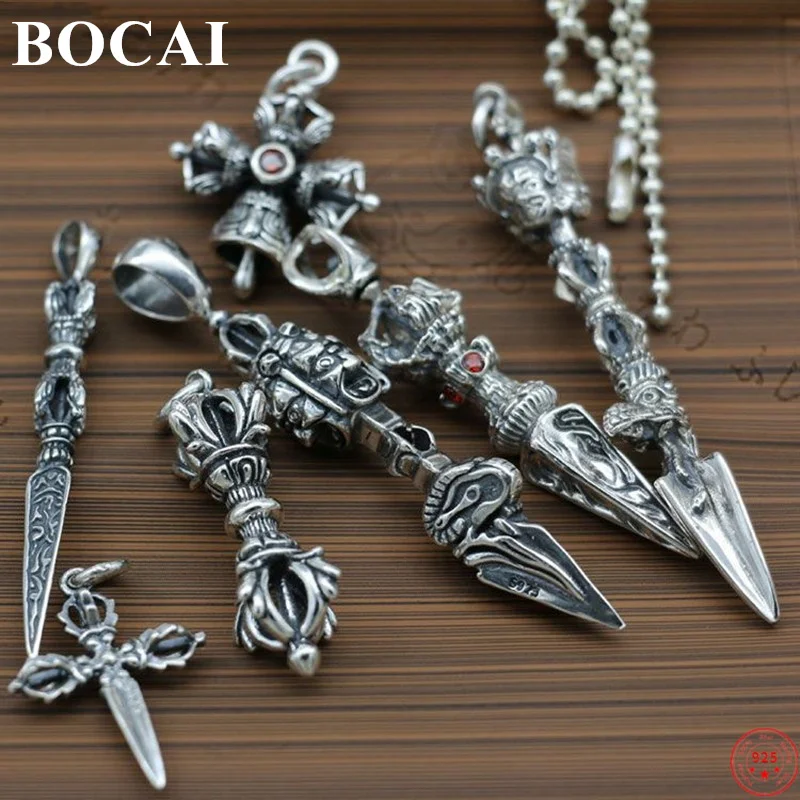 

Подвески BOCAI S925 из стерлингового серебра, новая мода, тибетский буддизм, Пест Ваджра tum, серебряный Амулет, ювелирные изделия для мужчин и женщин