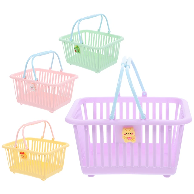 4 Pcs Storage Basket Sundries Organizer Shower Mini Shopping Cart Kids Box Small  Plastic Baskets Bin