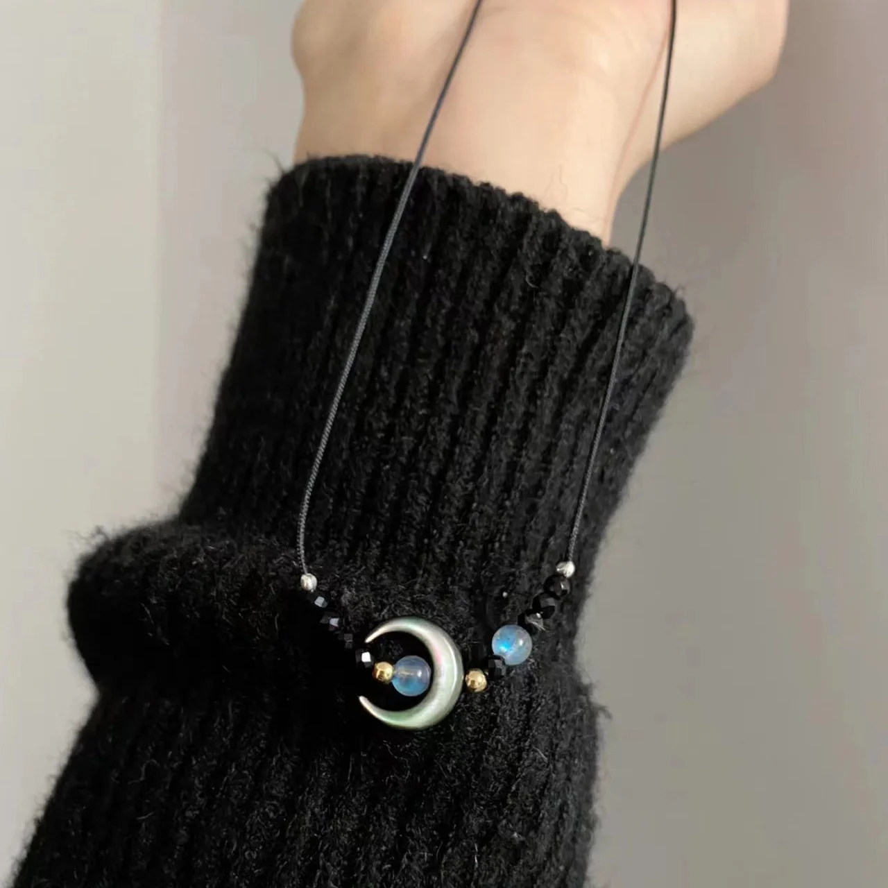 Punk Gothic Witch Black Moon Necklace women necklace For Women
