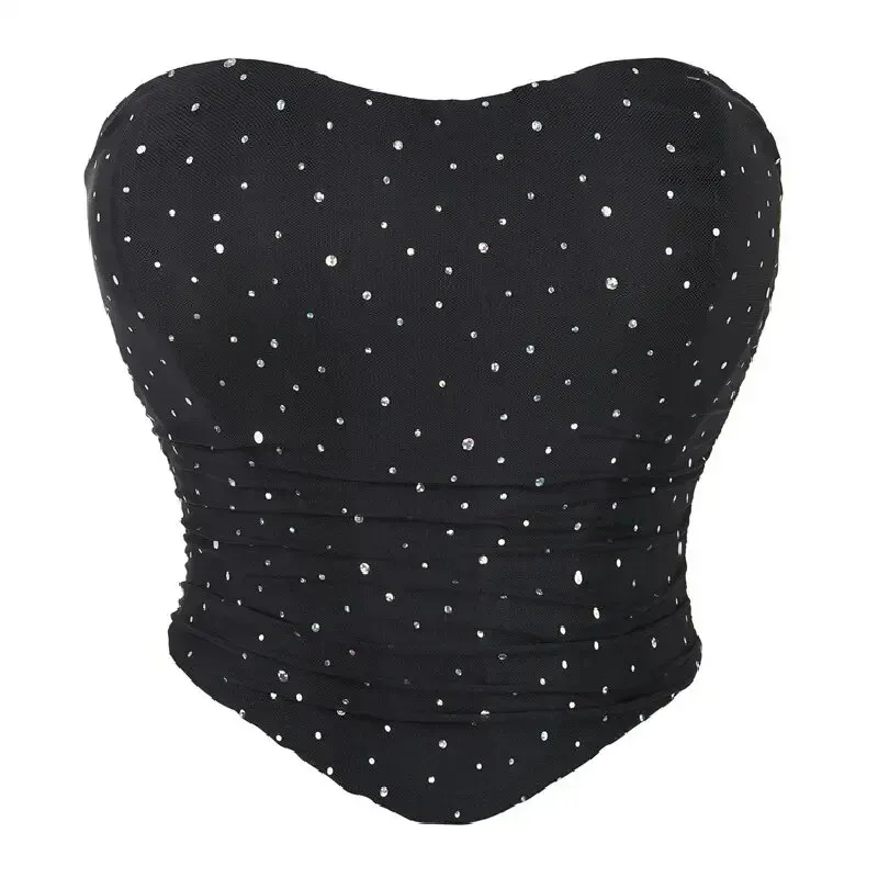 Women's Corset Tube Top Breathable Mesh Strapless Bustier Summer Sexy Off the Shoulder Crop Top Streetwear