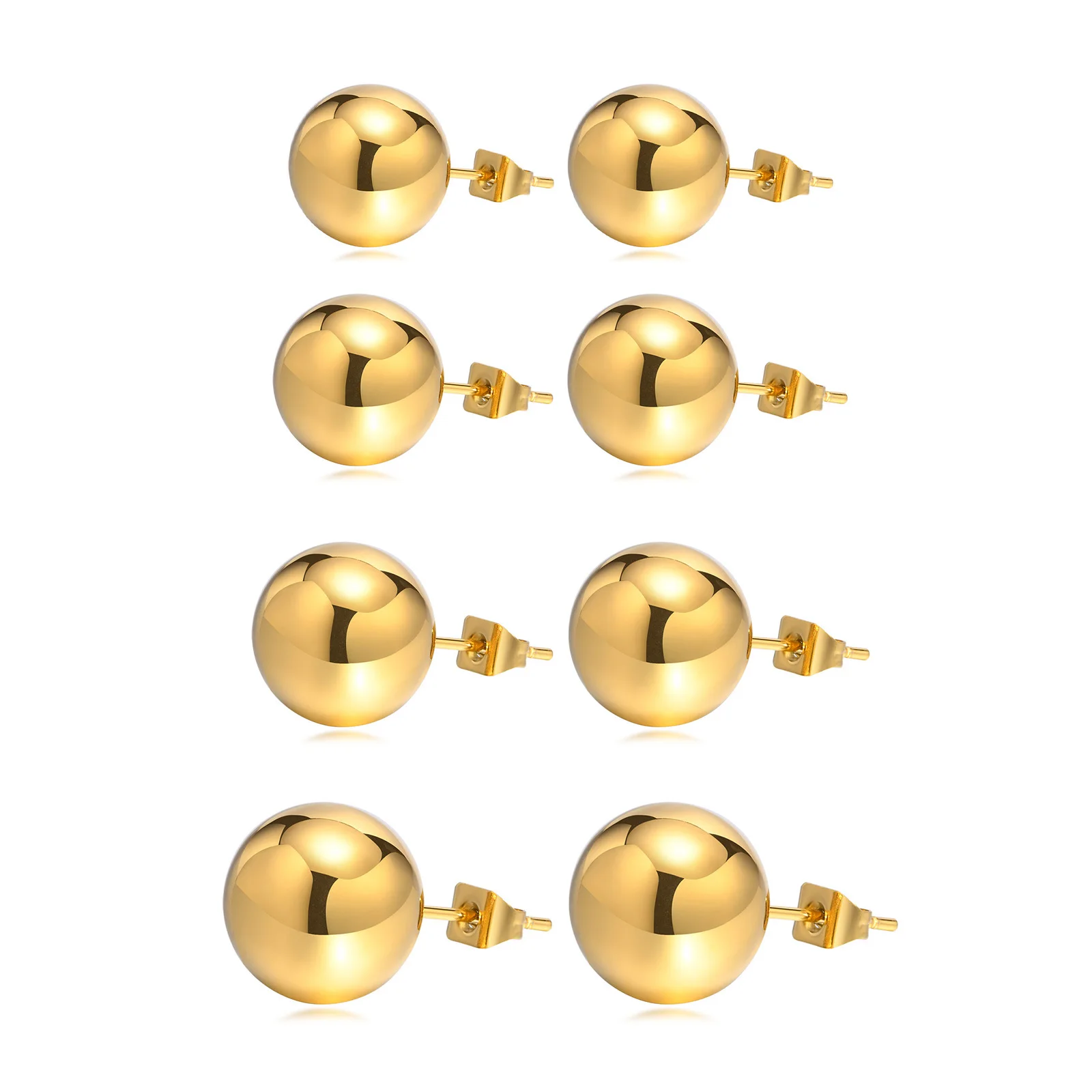 Round Stainlesss Steel Ball Stud Earring for Women,Simple Polished Ball Earring Hypoallergenic Jewelry 6mm-12mm 6