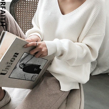 Colorfaith 여성용 섹시한 V넥 미니멀리스트 상의, 오버사이즈 한국 언밸런스 밑단 니트, 시크 캐주얼 니트웨어 스웨터, SW8112 2023