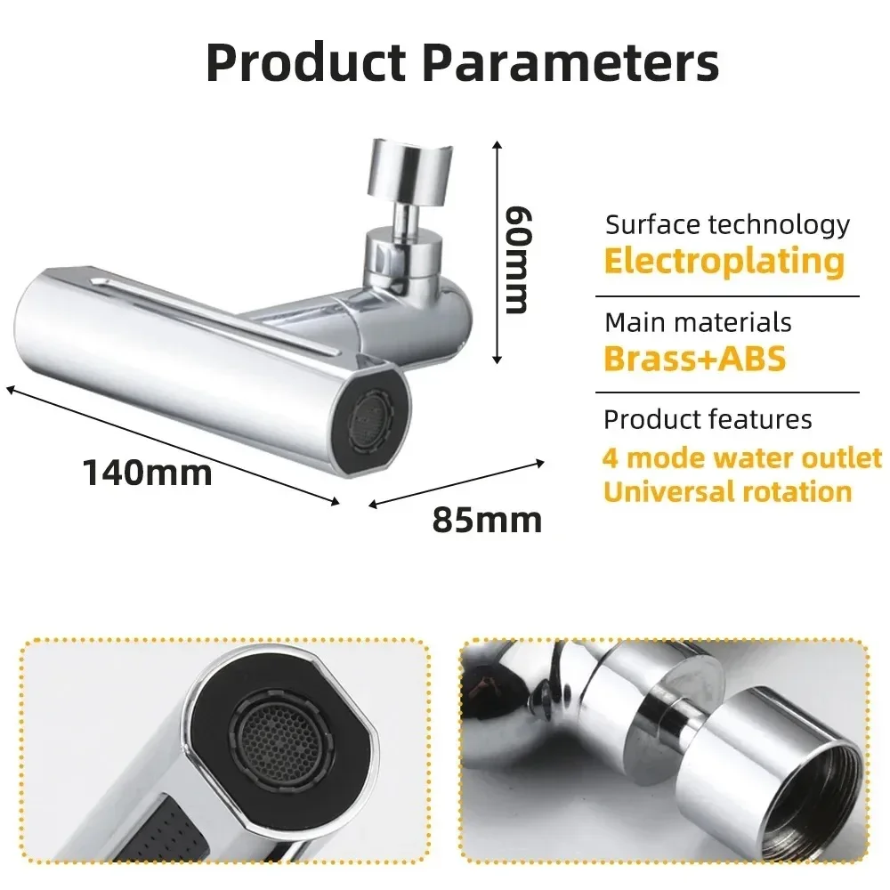 Water Tap Faucet Bathroom Faucet 4 Modes Waterfall Faucet Aerator Extender Sprayer Kitchen Sink Tap Waterfall Diffuser Water Saving Nozzle Bubbler