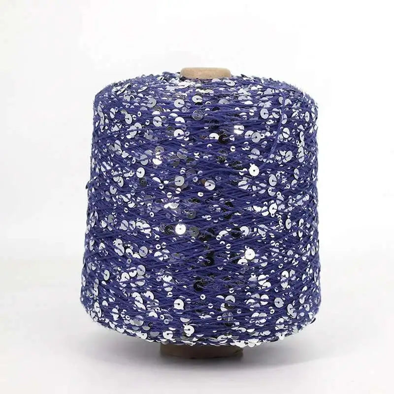 50G/Ball Cotton Sequins Yarn 6mm+3mm Sequins Hand Knitting Yarn Thread Luxury Glitter Soft Rope DIY Material
