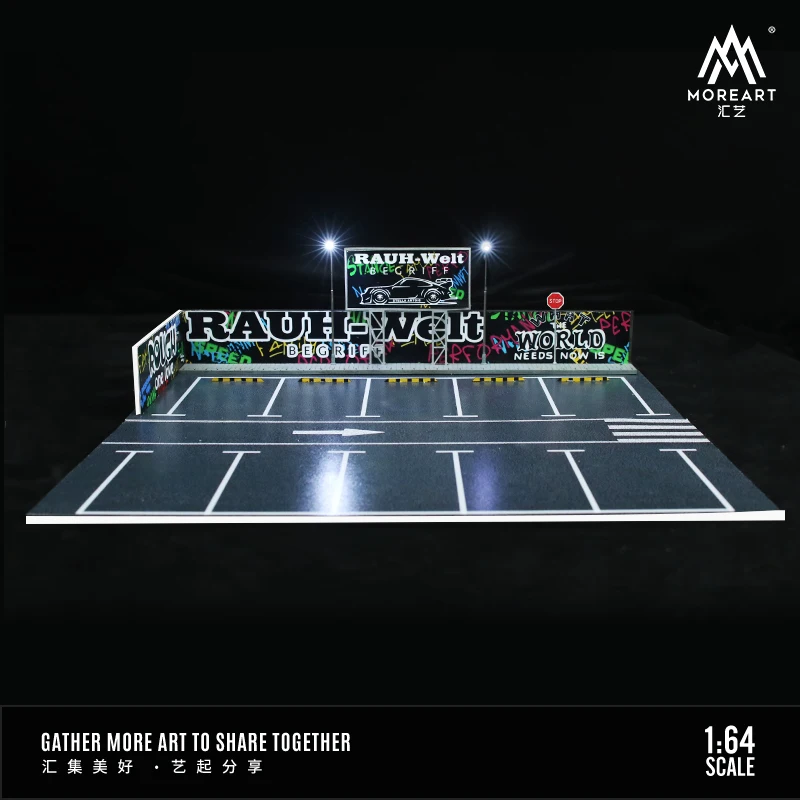 MoreArt 조명 포함 주차 장면, RWB, LBWK 모델 자동차 디스플레이, 선물, 1:64