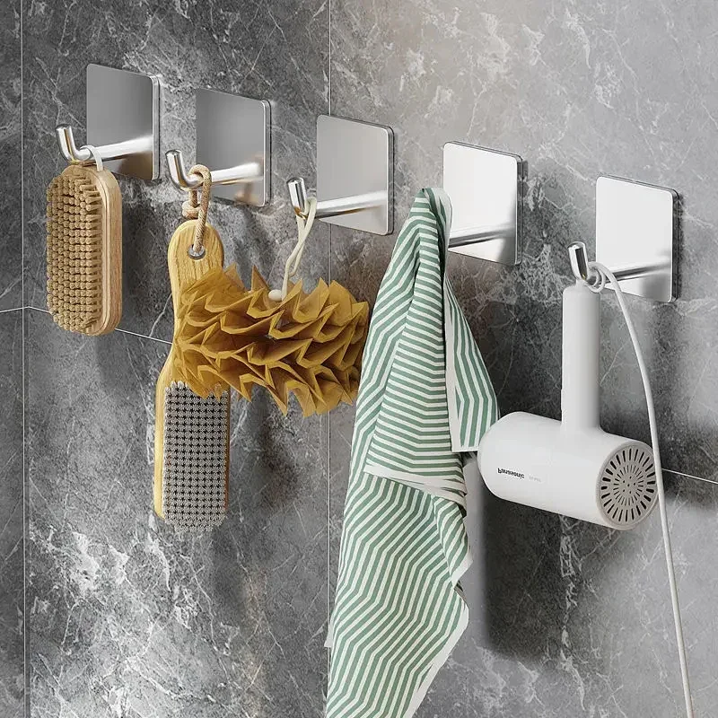 Description Picture 3 of item10/1PCS Stainless Steel Wall Hooks Adhesive No Punching Organizer Hanger Multi-purpose Kitchen Bathroom Storage Hardware Hook