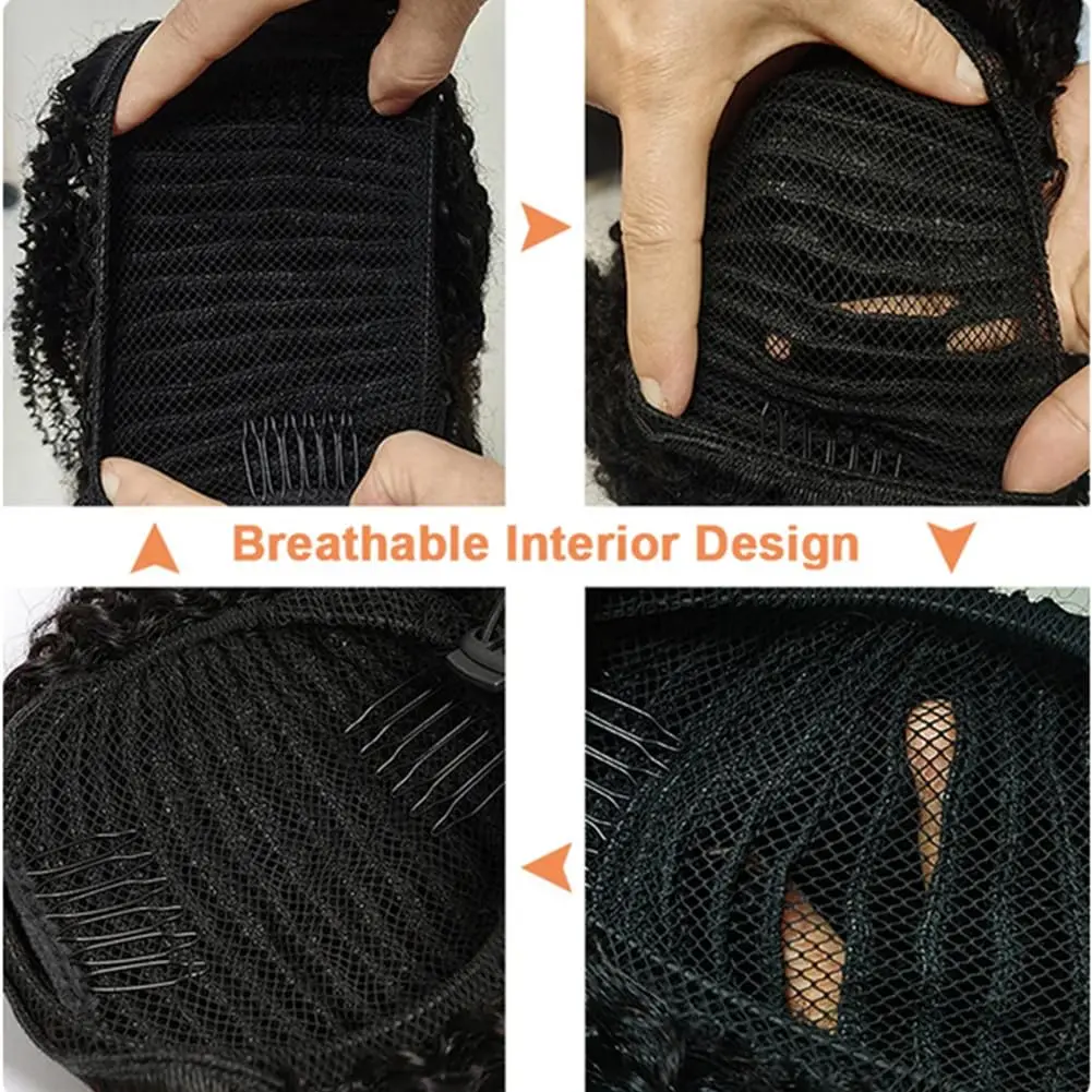 물결 모양 끈으로 묶는 포니테일 인모 연장 10-32인치 콘 웨이브 포니테일 클립 인 연장 인모 피스