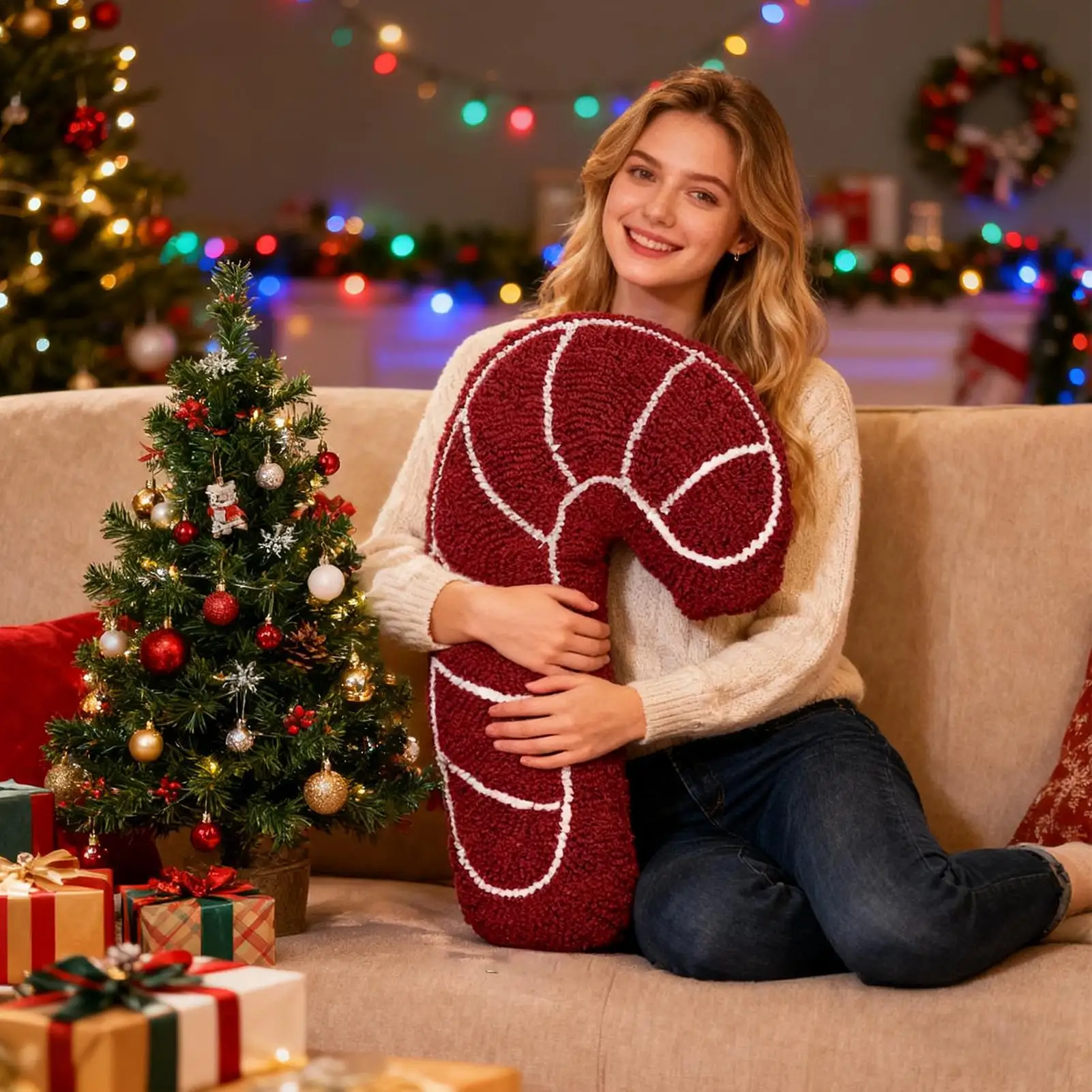 Christmas Pillow Cute Soft Holiday Cushion Christmas Couch Cushions For Bedroom Sofa Chair Home Living Room Couch Floor Bed