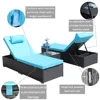3-Piece Outdoor Patio Furniture Set Chaise, Couch Cushioned with Glass Coffee Table, Adjustable Back and Feet, Lounger Chair 3