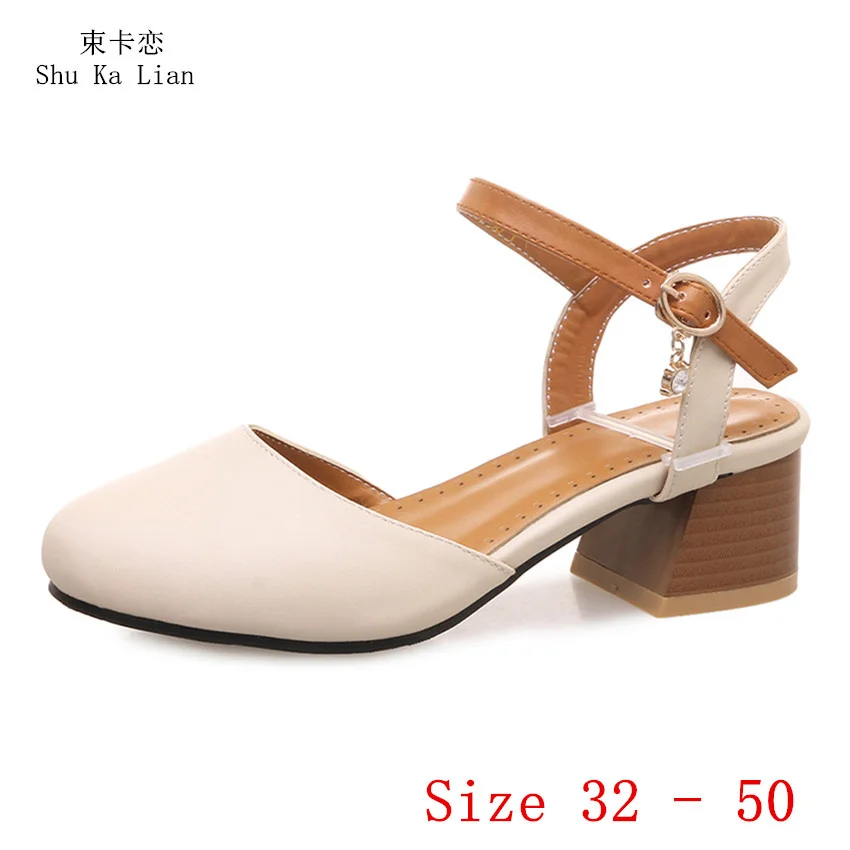 

Girl Low Med Heels 4.5 CM Women Pumps Mary Janes Low Med Heel D Orsay Shoes Woman Party Wedding Shoes Small Plus Size 32 - 50