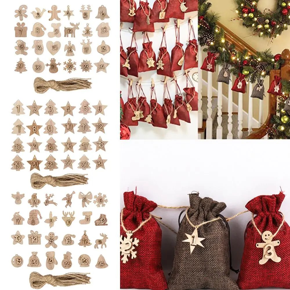 Countdown Christmas Advent Calendar Label 24 Xmas Advent Calendar Numbers DIY Gift Bags Hanging Tags