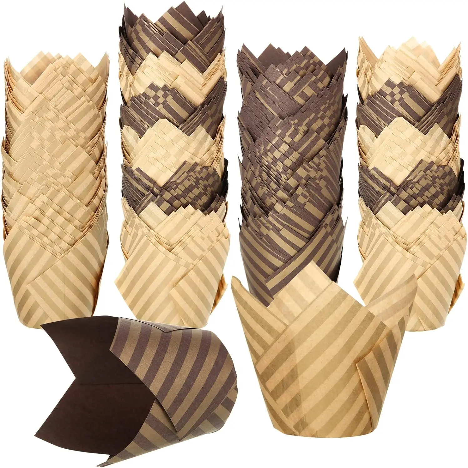 30/60/100/150Pcs Tulip Baking Cups - Striped Tulip Baking Paper Cupcake Muffin Liners, Grease Resistant Wrappers for Weddings 30/60/100/150Pcs Tulip Baking Cups - Striped Tulip Baking Paper Cupcake Muffin Liners, Grease Resistant Wrappers for Weddings