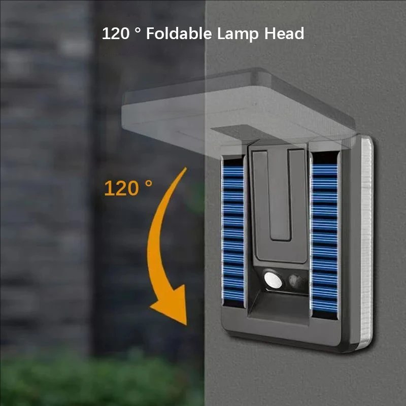 Solar Outdoor Led Light 3 Modes Motion Sensor Wall Lamps 120° Adjustable Foldabl