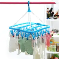 32 Clips Folding Clothes Dryer Hanger Windproof Socks Underwear Drying Rack Household Children Adults Storage Laundry Hanger New 1