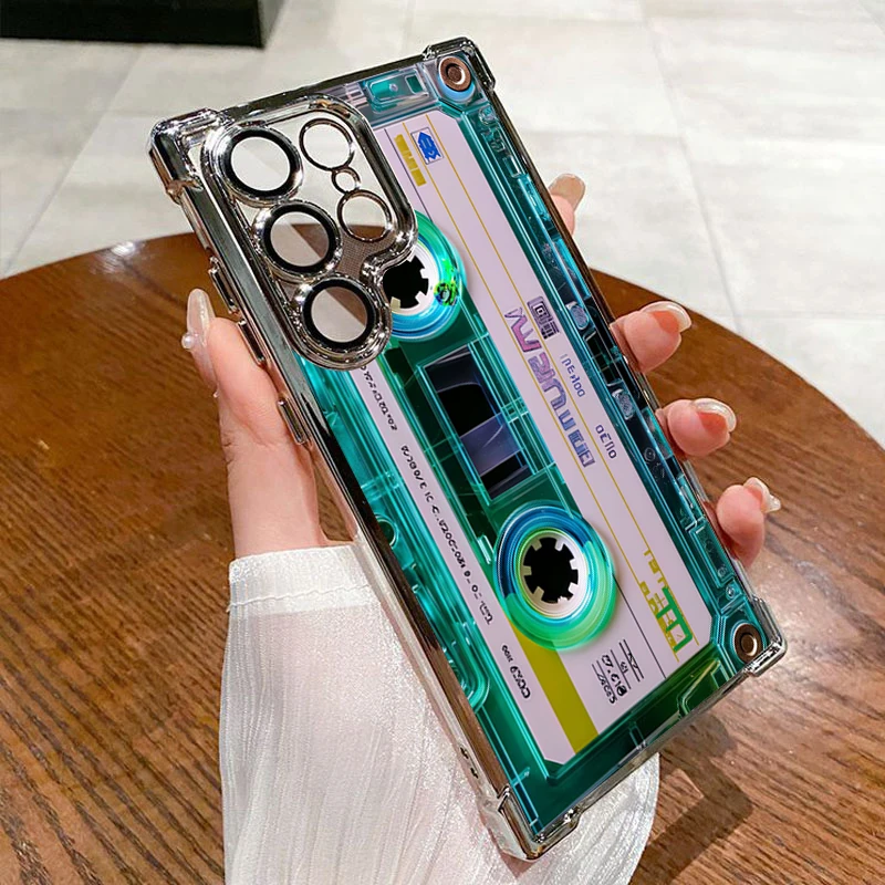 Vintage Cassette Tape Electroplate Airbag Phone Case Cover