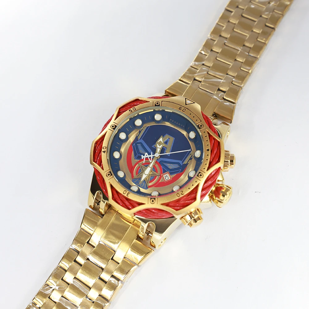 

Invincible Original Full Steel Wire Case Design Undefeated Featured Dial Dial Gold Big Dial Invicto Men Watch Relogio Masculino