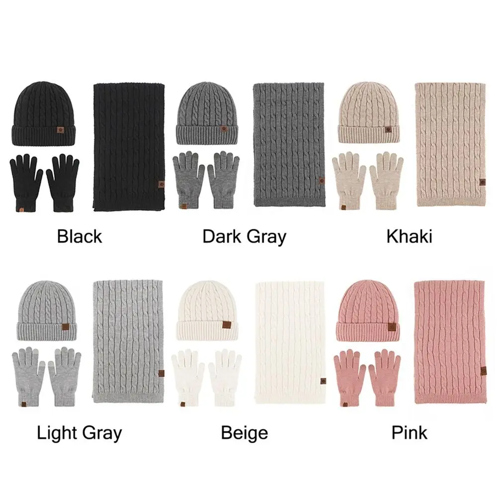 3 in 1 Beanie Hat Scarf Gloves Set Touchscreen Gloves Soft Winter Hat Cold Weather