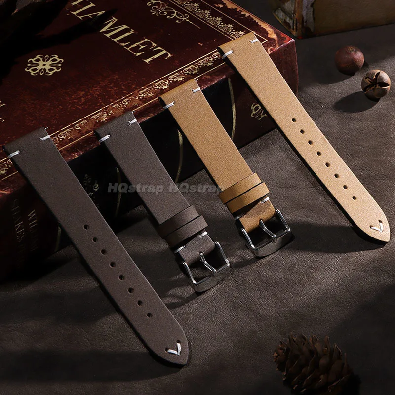 Handmade Vintage Cowhide Leather Watch Band with Quick Release