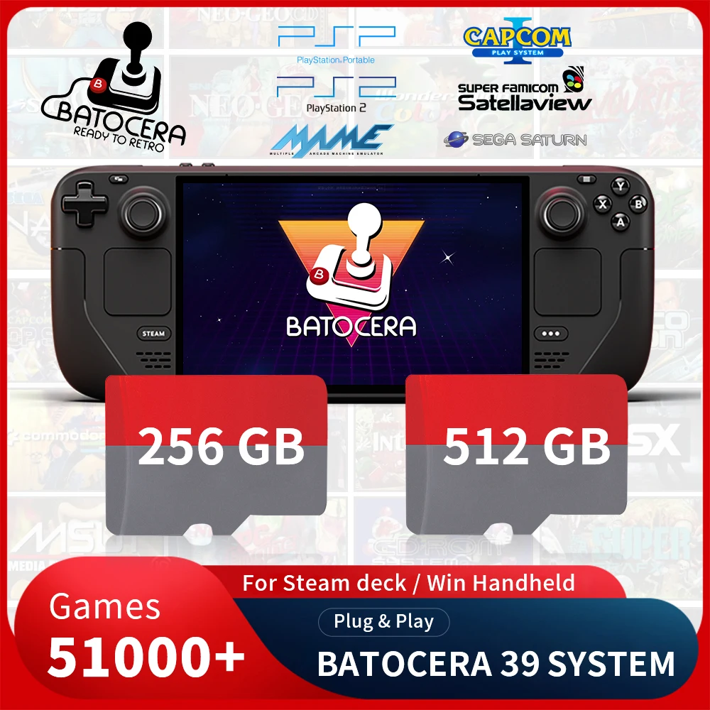 

Latest Batocera 39 System Game TF Card for Steam Deck/Windows PC/MAC/Win 600 Handheld with 51400+ Games for PS2/PS1/PSP/MAME etc