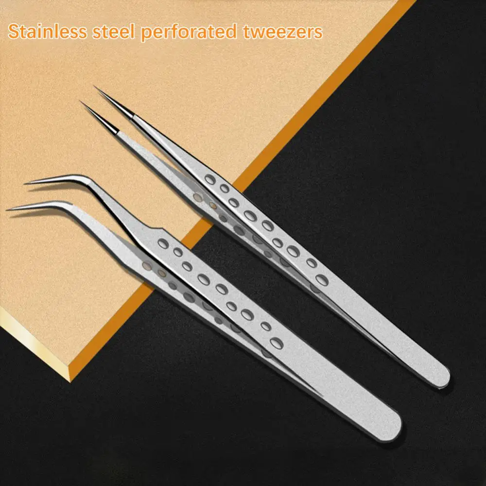 Description Picture 2 of itemIndustrial Tweezers Electronics Anti-static Curved Straight Tip Precision Stainless DIY Hand Tools Sets Forceps Phone Repair