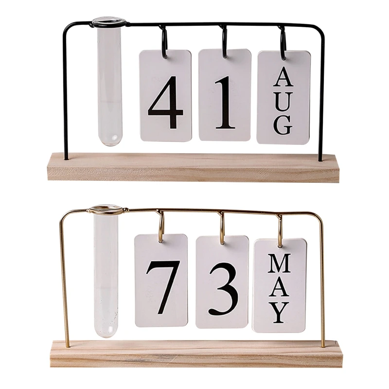 DIY Perpetual Calendar Set with Wooden Display Holder Desktop Countdown  Calendar 85DD