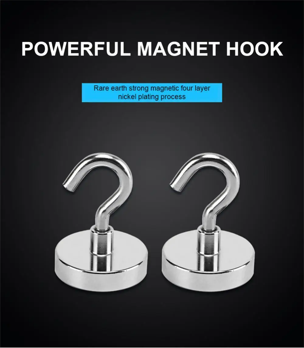 Description Picture 2 of item10pcs Magnetic Hooks D10 D12 D16 Multifunction Magnetic Hook Heavy Duty Wall Hooks Hanger Super Strong Neodymium Magnet Hook New