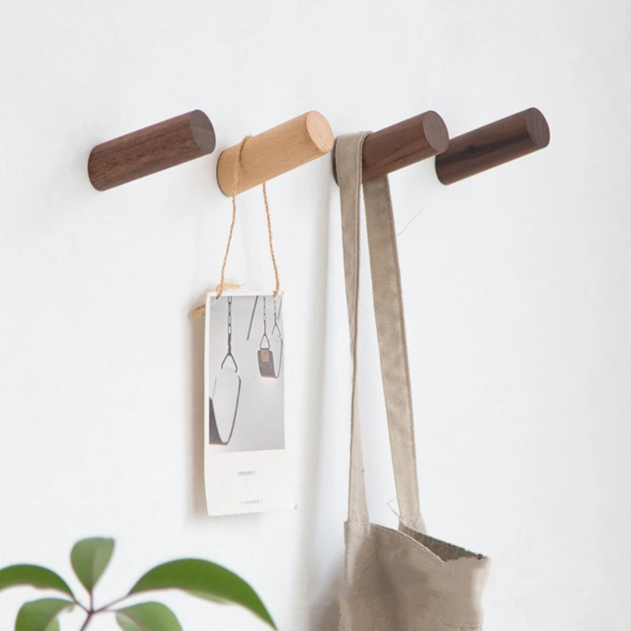 Solid Wood Wall Hooks Beech Wood Walnut Wood Hooks for Hanging Hat