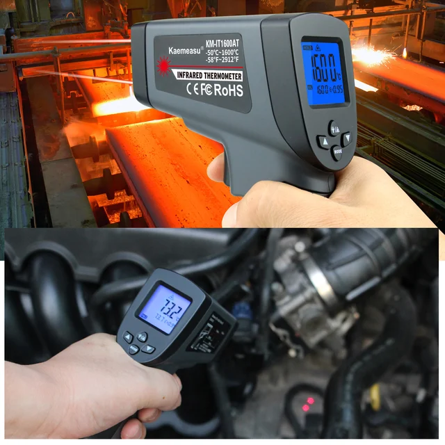 Digitális Infravörös Hőmérő Lcd -Kijelzővel És Nem Érintkező Ir -Érzékelővel -50 -1600 Fok Celsius Tartományú Pirométer Funkció - Image 3