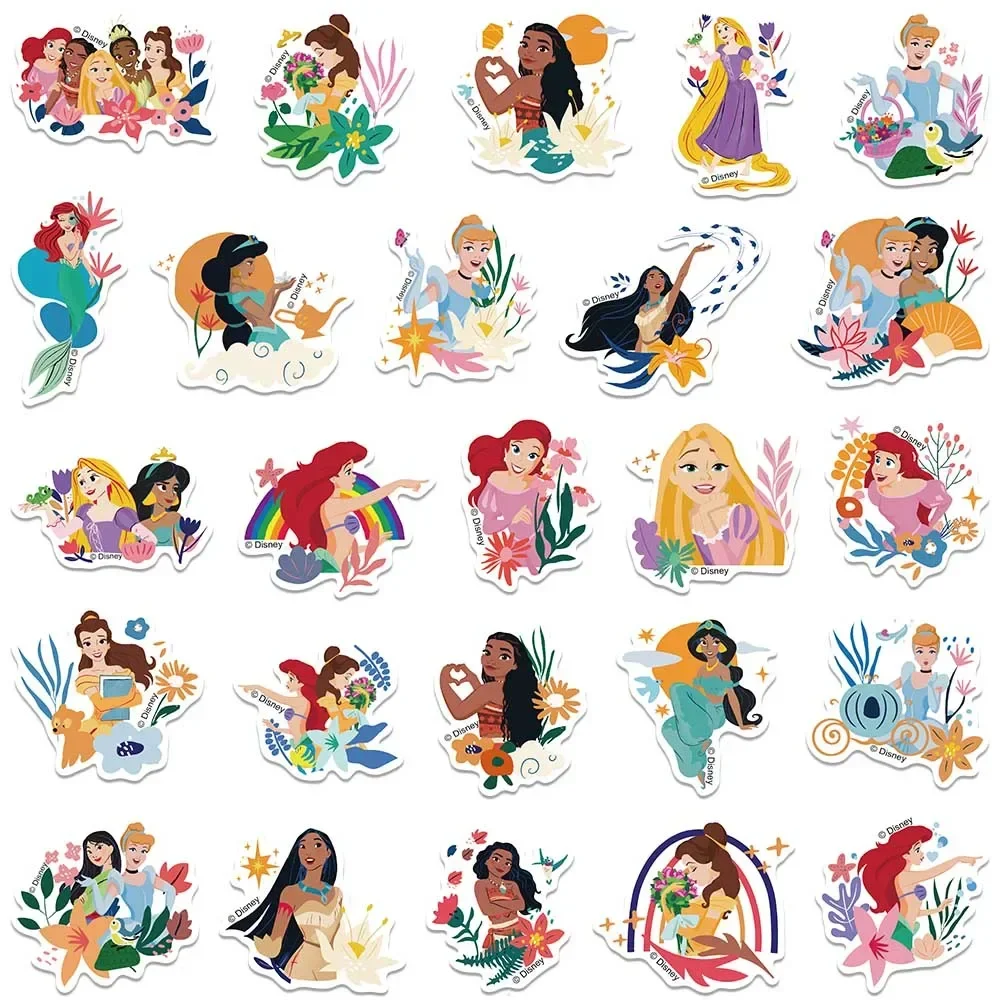 50PCS Disney Cute Cartoon Princess Stickers DIY Diary Laptop Luggage Skateboard Graffiti Decals Classic Toy 5