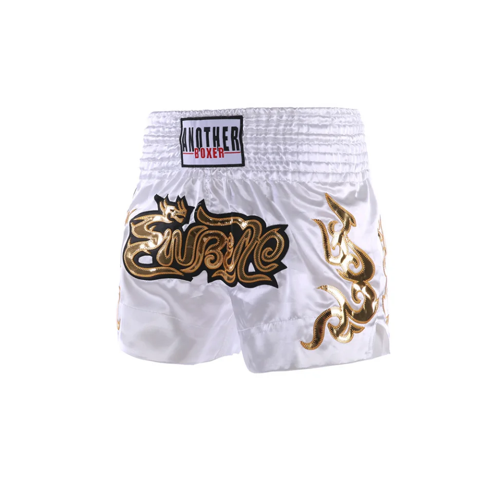 Summer Children's New Muay Thai Pants Style Solid Boxer Shorts Adult  Fighting Sanda Kick Embroider Boxing Trunks