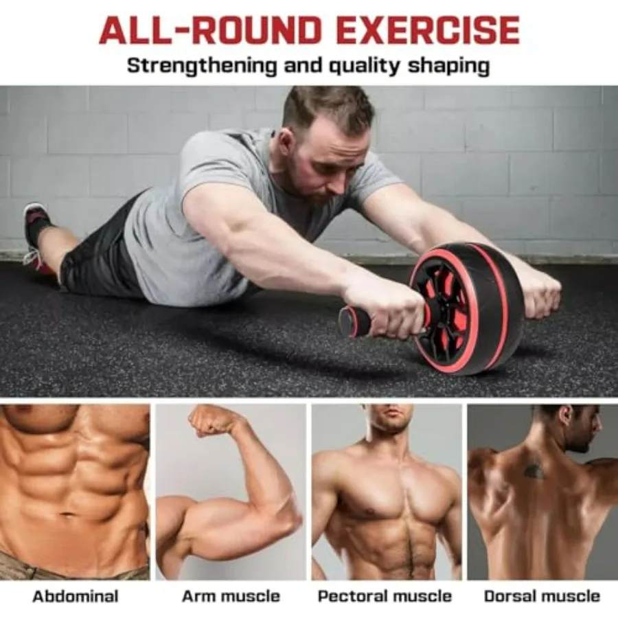 Ab Roller Wheel with Knee Pads, Core Workout Fitness Exercise Equipment for Abs and Full-body Training at Home, Ab Wheel for Str