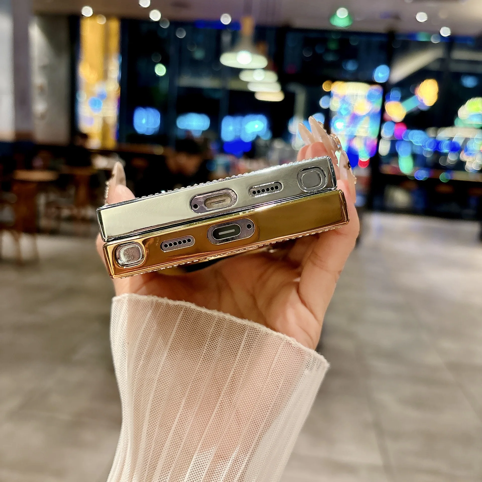 Luxury Diamond Mirror Phone Case with Magnetic Glitter Ring Stand