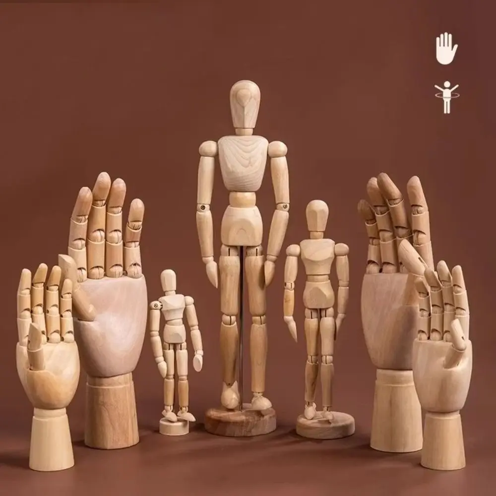 Manichino per Schizzi in Diverse Misure, Articolato e Posizionabile, Figura Umana in Legno per Artisti, Decorazione Casa, Strumento per Pratica di Disegno - immagine 2