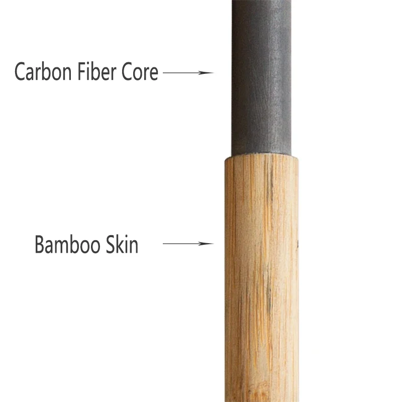 Bamboo Trekking Poles Carbon Fiber Hiking Sticks Portable 5-Section Foldable Outdoor Walking Sticks Walk Cane Climbing Equipment 3